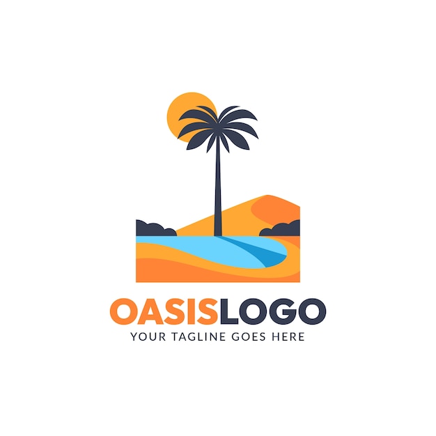 Шаблон логотипа оазис с плоским дизайном
