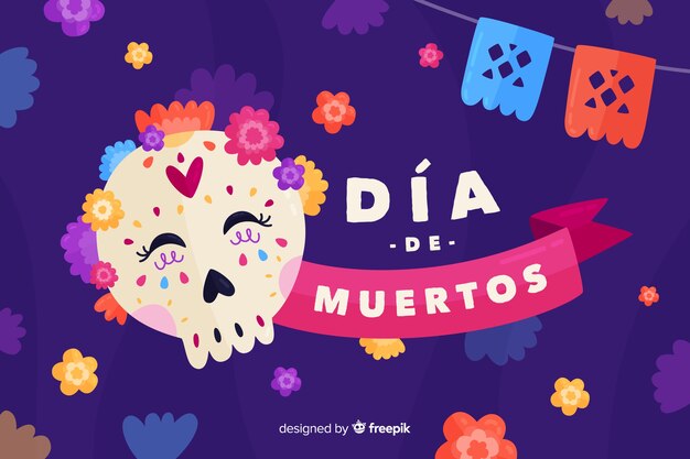 Плоский дизайн фона dia de muertos