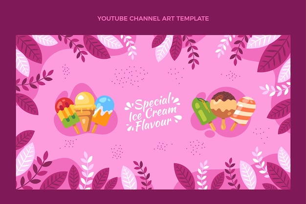 Бесплатное векторное изображение Плоский дизайн еды канала youtube