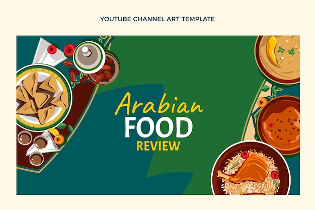 Бесплатное векторное изображение Плоский дизайн еды канала youtube
