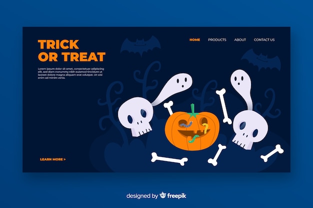 Бесплатное векторное изображение Плоский дизайн хэллоуин целевой страницы