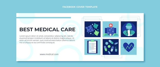 無料ベクター 医療facebookカバーのフラットデザイン