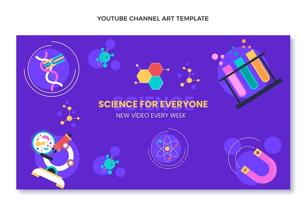 科学のフラットデザインyoutubeチャンネルアート