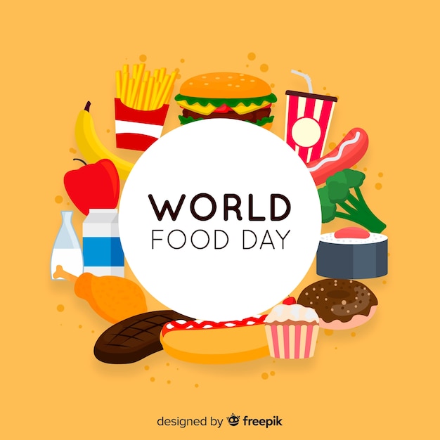 Бесплатное векторное изображение Плоский дизайн всемирного дня еды
