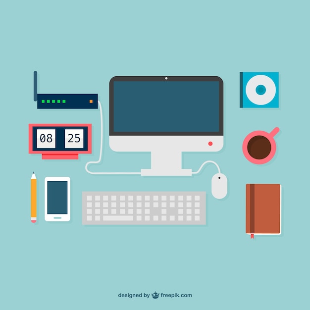 Free vector flat design office supplies graphics