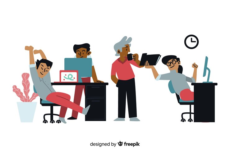 Free Vector flat design office workers resting