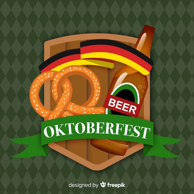 Free vector flat design oktoberfest background with beer