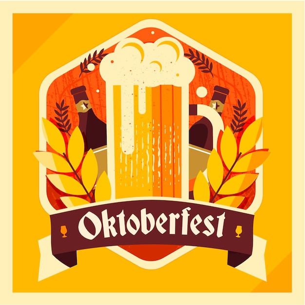 Flat design oktoberfest background with beer