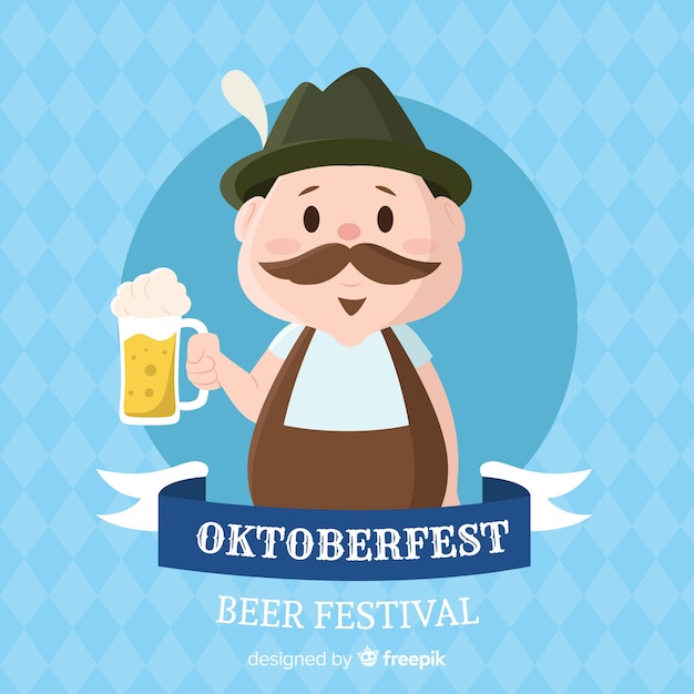 Flat design oktoberfest background with character