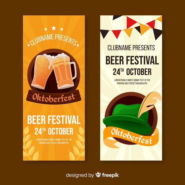 Free vector flat design oktoberfest banner templates