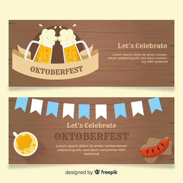 Modelli di banner oktoberfest design piatto