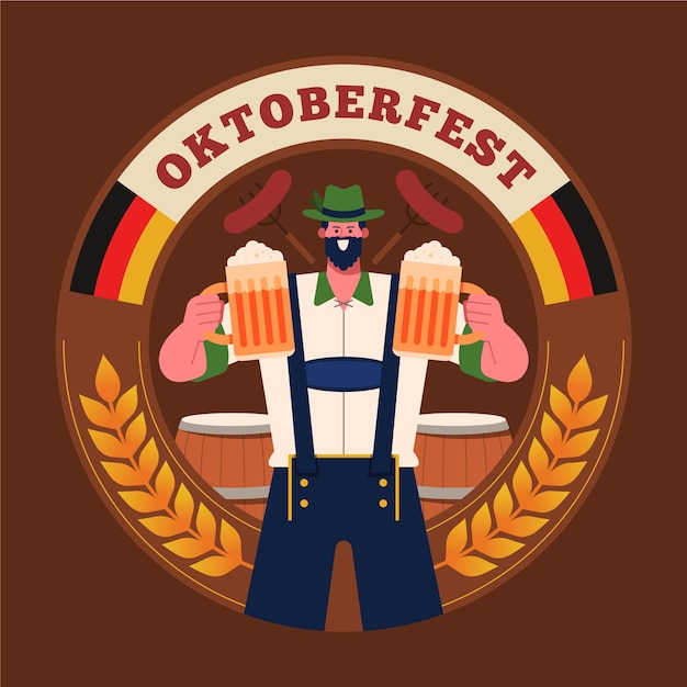 Flat design oktoberfest banner with man