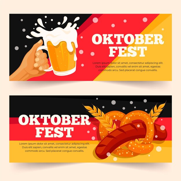 Flat design oktoberfest banners pack