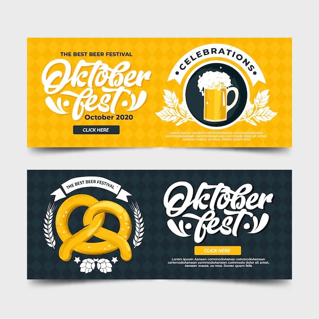 Free vector flat design oktoberfest banners set