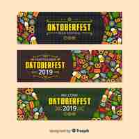 Vettore gratuito modello di banner oktoberfest design piatto