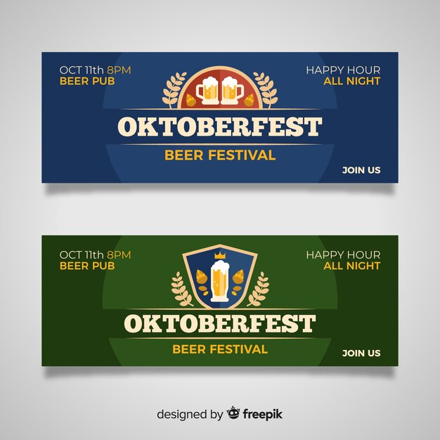 Modello di banner oktoberfest design piatto