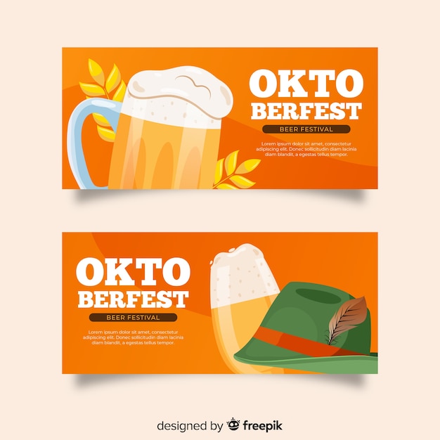 Flat design oktoberfest banners template