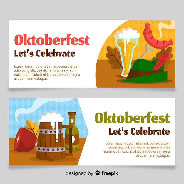 Flat design oktoberfest banners template