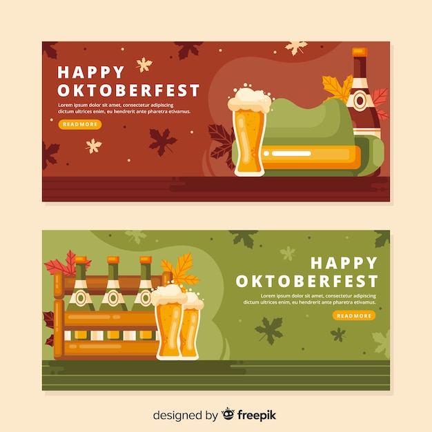 Modello di banner oktoberfest design piatto