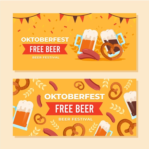 Flat design oktoberfest banners template