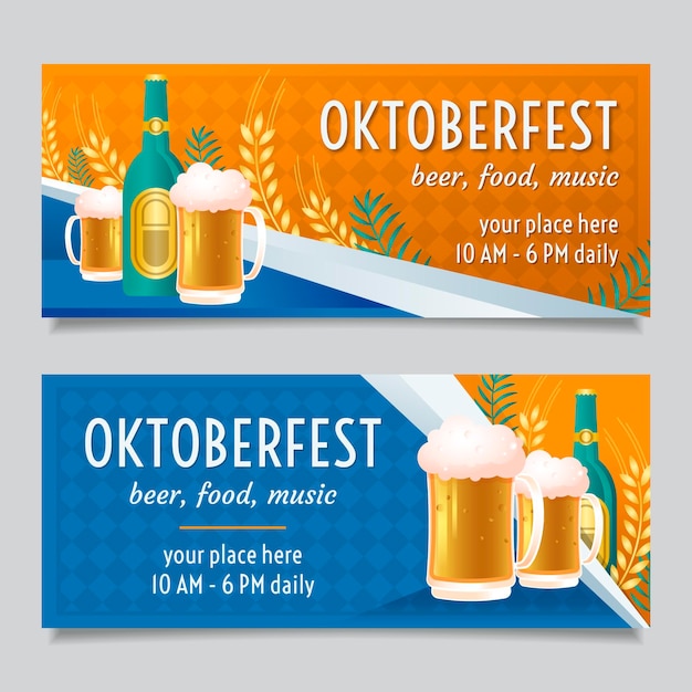 Free vector flat design oktoberfest banners template