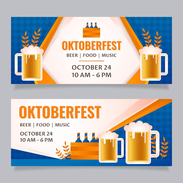 Free vector flat design oktoberfest banners template