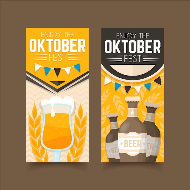 Flat design oktoberfest banners template