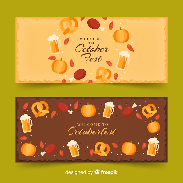 Flat design oktoberfest banners