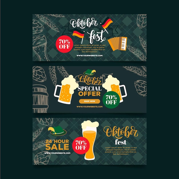 Free vector flat design oktoberfest banners