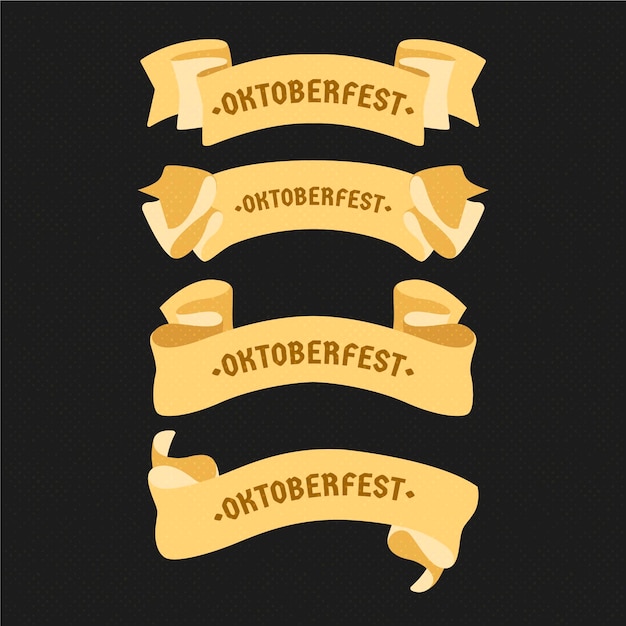 Nastri dorati del festival della birra più oktoberfest design piatto