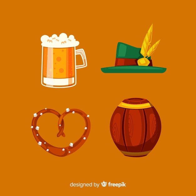 Flat design oktoberfest element collection