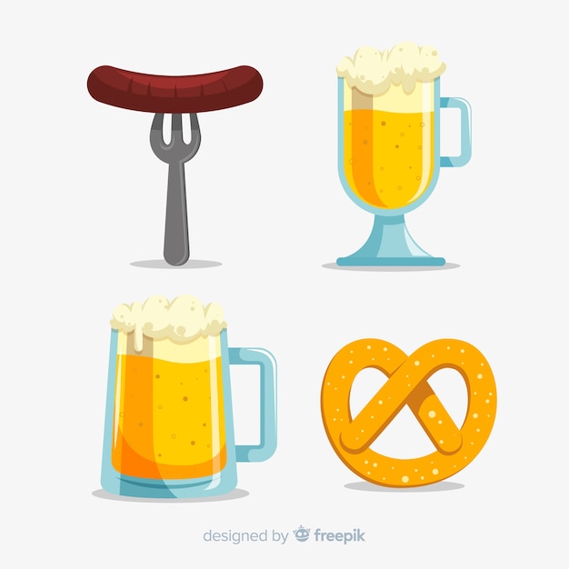 Free vector flat design oktoberfest element collection