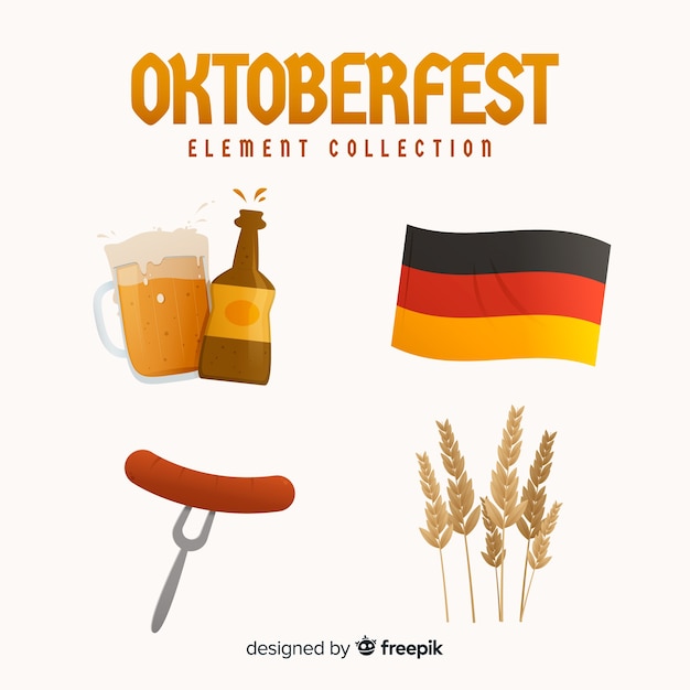 Free vector flat design oktoberfest element collection