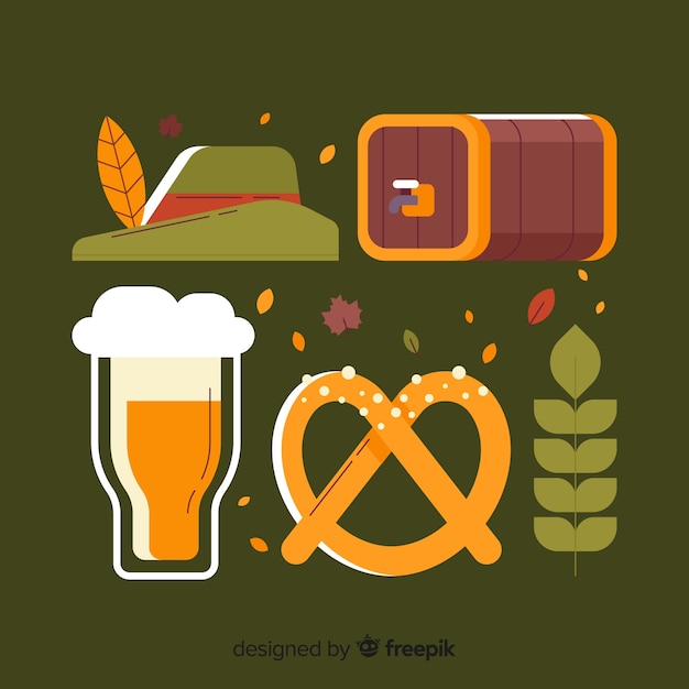 Free vector flat design oktoberfest element collection