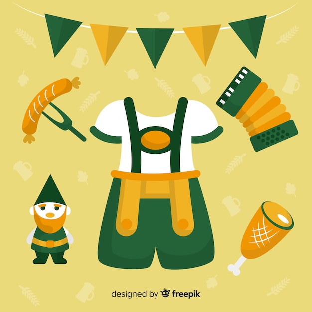 Free vector flat design oktoberfest element collection