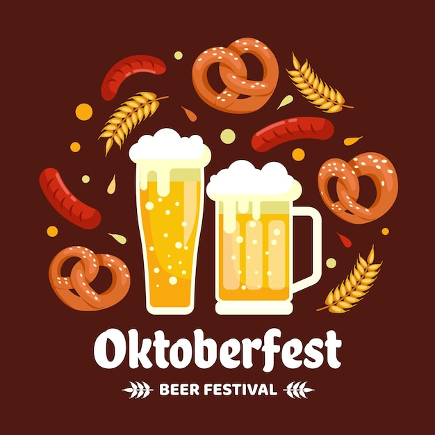 Flat design oktoberfest event concept