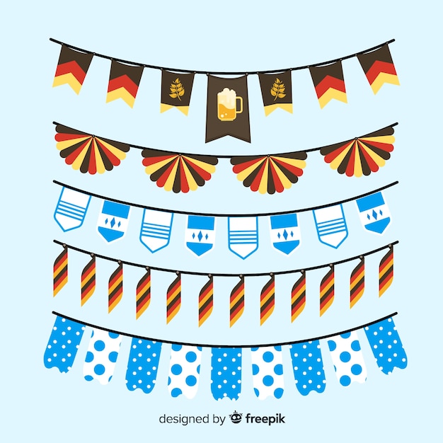 Free vector flat design oktoberfest garland collection