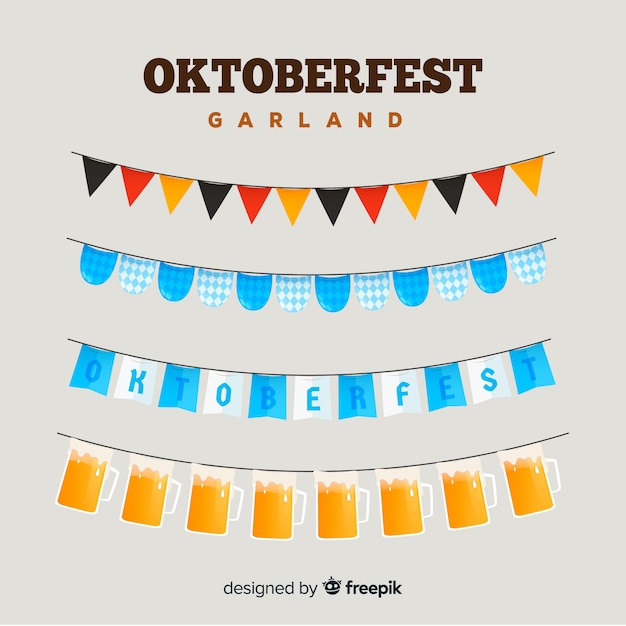 Vettore gratuito collezione di ghirlande oktoberfest dal design piatto