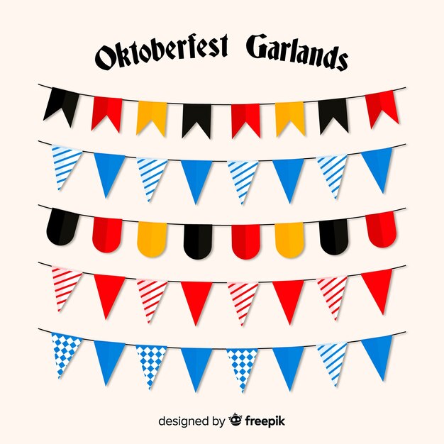 Free vector flat design oktoberfest garland collection