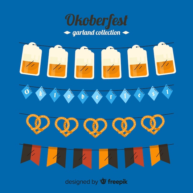 Vettore gratuito collezione di ghirlande oktoberfest dal design piatto