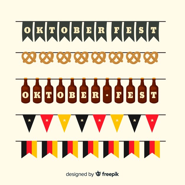 Flat design oktoberfest garland collection