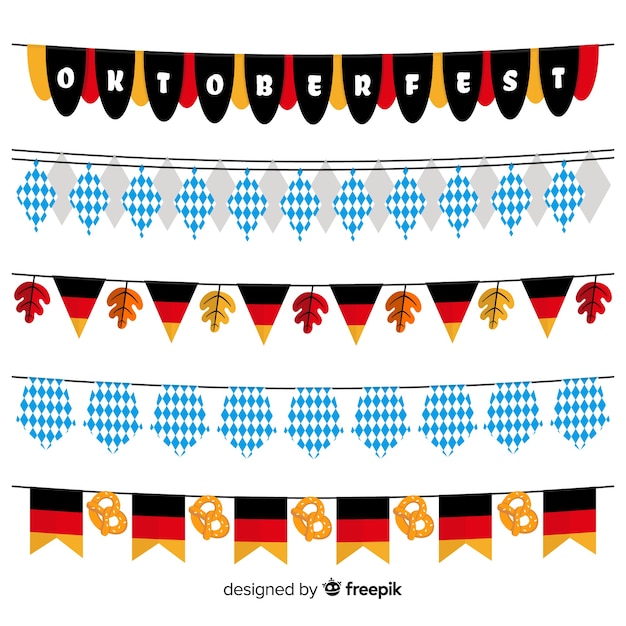 Flat design oktoberfest garland collection