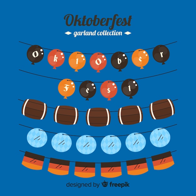 Free vector flat design oktoberfest garland collection