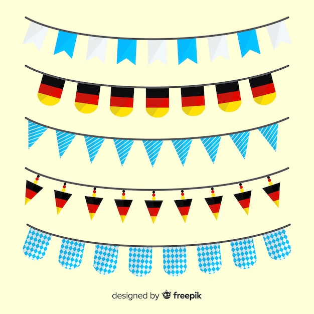 Free vector flat design oktoberfest garland collection