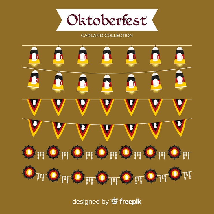 Free Vector flat design oktoberfest garland collection