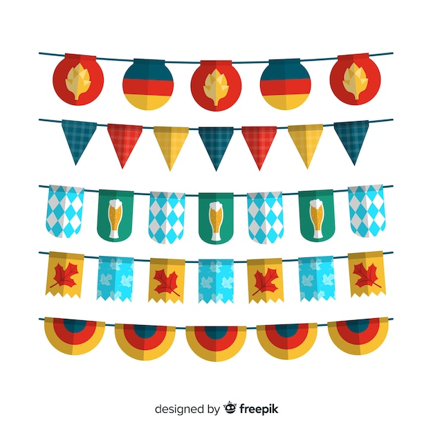 Free vector flat design oktoberfest garland set