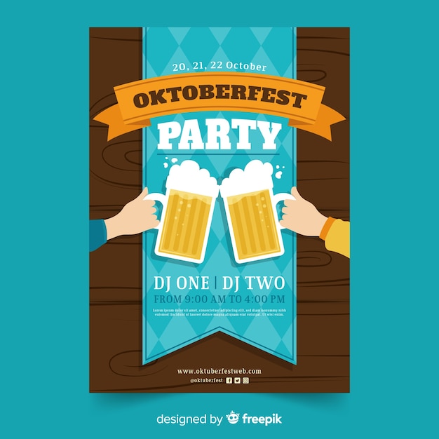 Flat design oktoberfest poster template