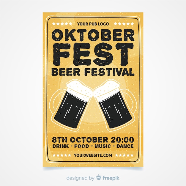 Modello di manifesto più oktoberfest design piatto