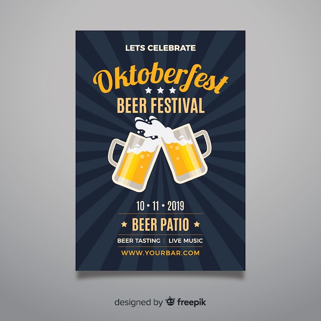 Flat design oktoberfest poster template