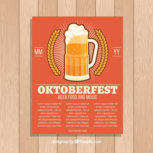 Flat design oktoberfest poster template